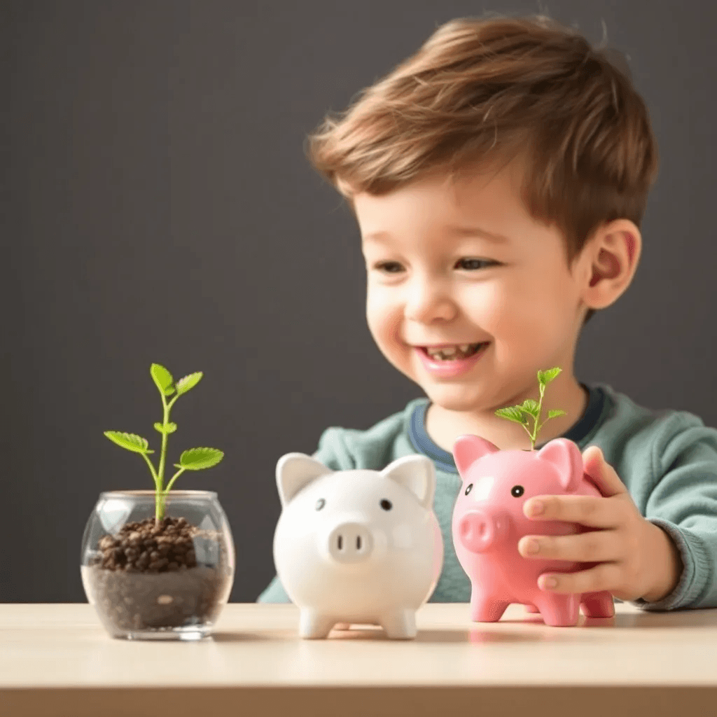 Kids investing, financial literacy, saving for the future, family finance